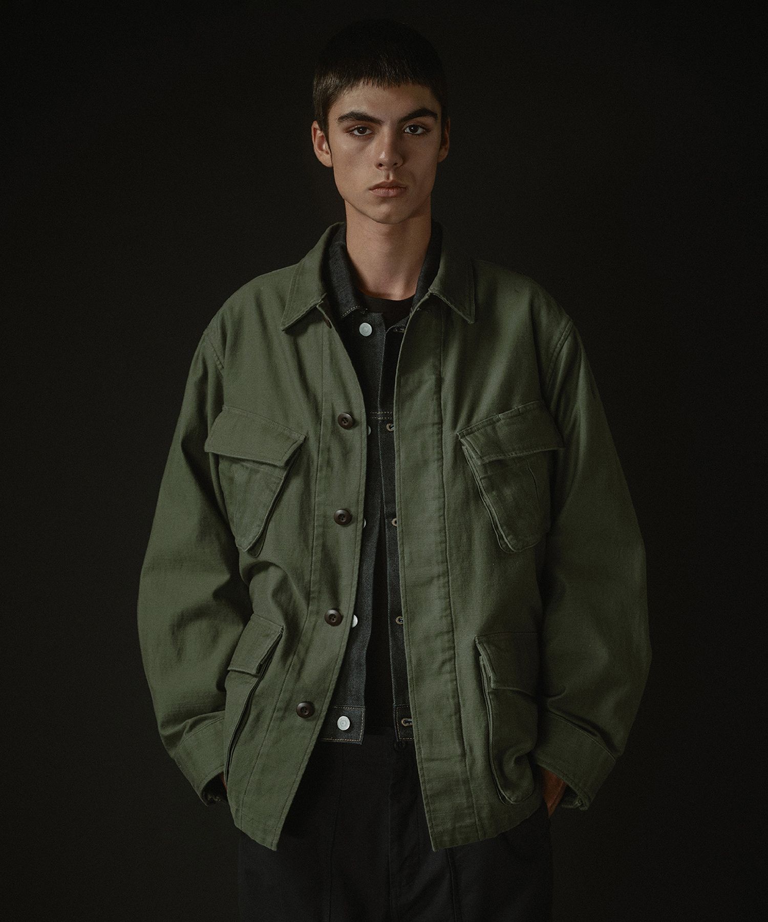 MUSINSA | MUSINSA STANDARD White Satin Jungle Fatigue Jacket