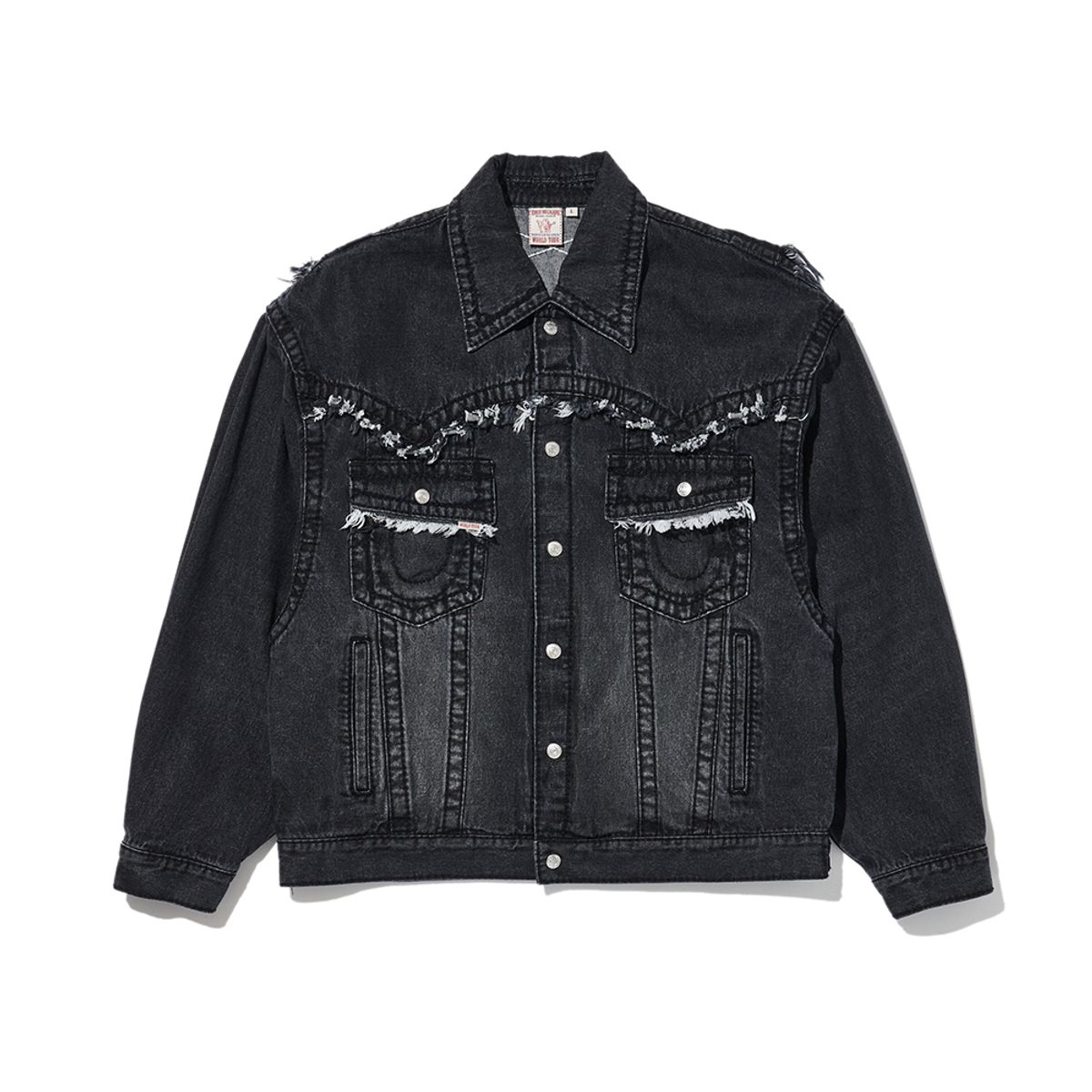 트루릴리젼(TRUERELIGION) CAUTION CROSS TRUCKER JACKET BLACK