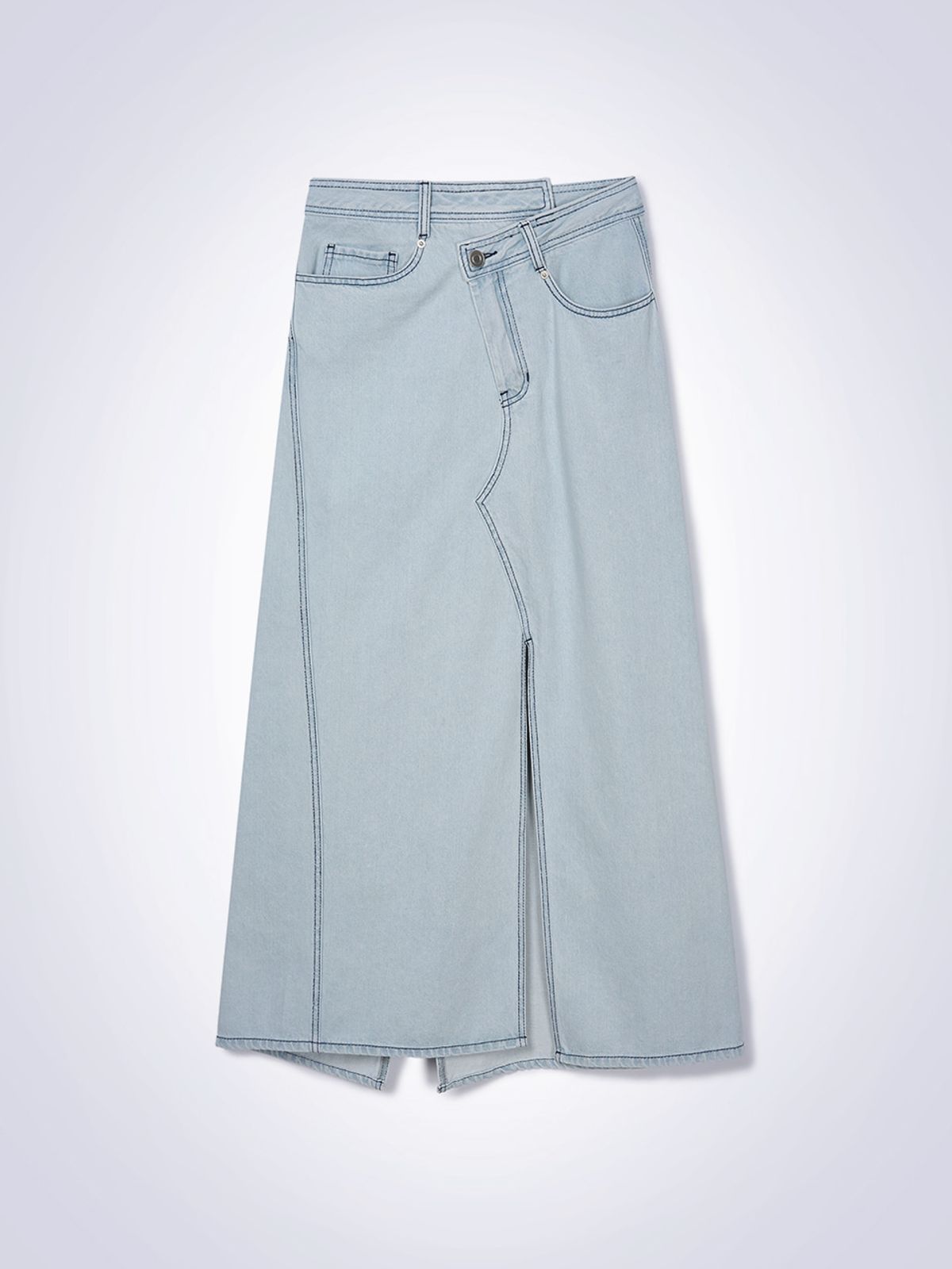 하우스공칠이씨(HAUS072C) WASHED DENIM SKIRT LIGHT BLUE