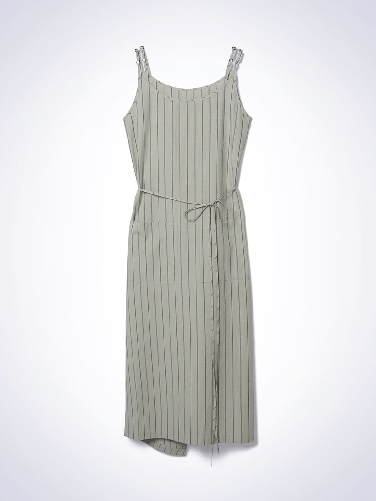 하우스공칠이씨(HAUS072C) GRAIN STRIPE WRAP ONE-PIECE KHAKI