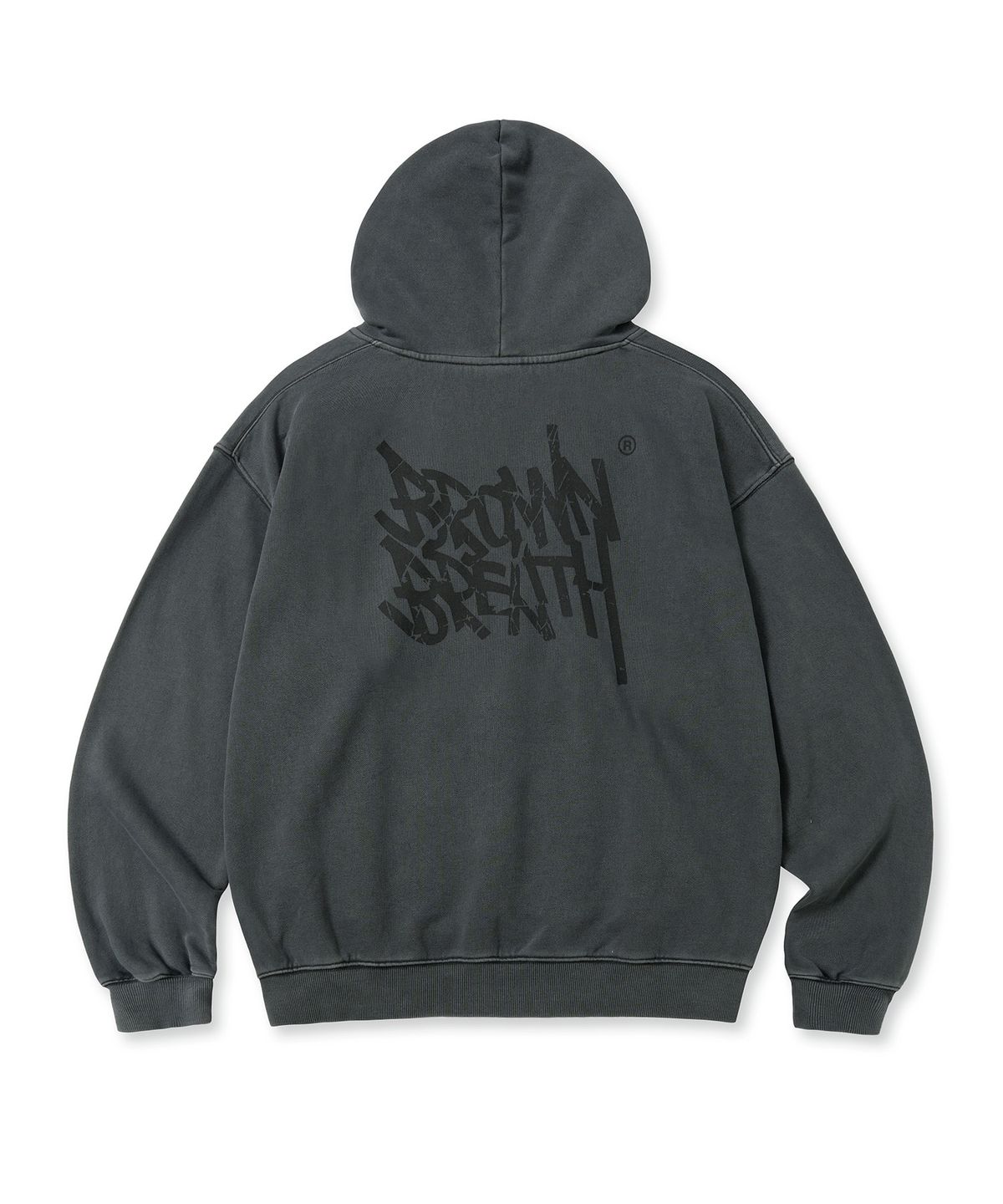 브라운브레스(BROWNBREATH) PIGMENT TAG HOODIE - CHARCOAL
