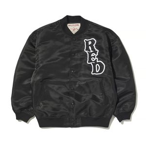 CODE. RED NYLON VARSITY JACKET BLACK