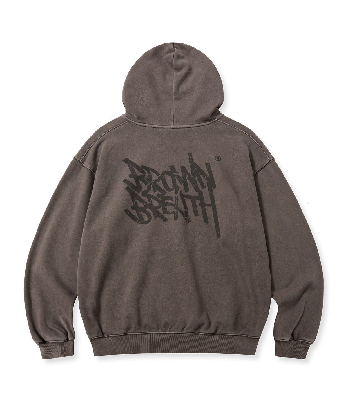 브라운브레스(BROWNBREATH) PIGMENT TAG HOODIE - BROWN