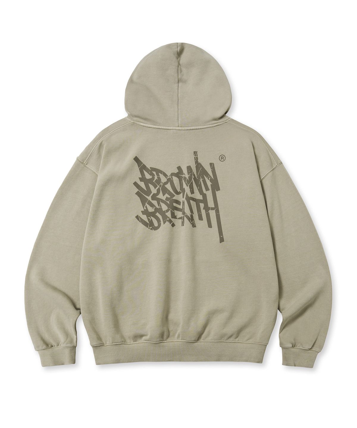 브라운브레스(BROWNBREATH) PIGMENT TAG HOODIE - BEIGE