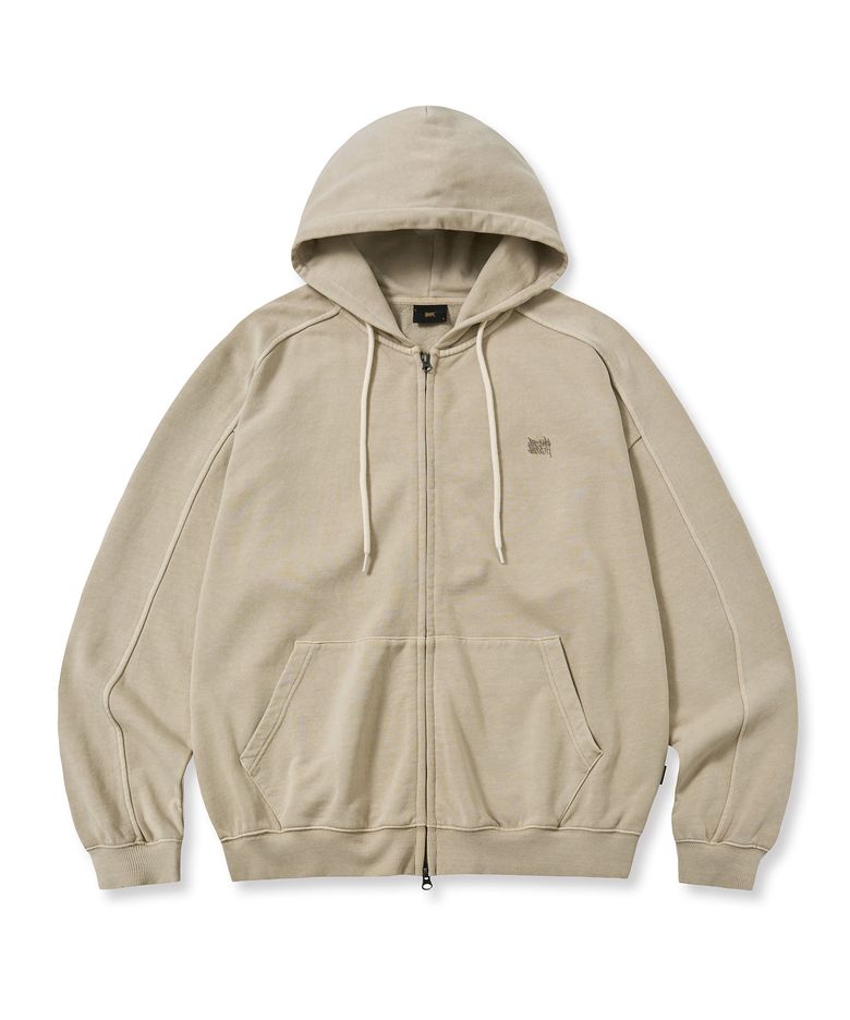 PIGMENT TAG HOOD ZIP UP - BEIGE