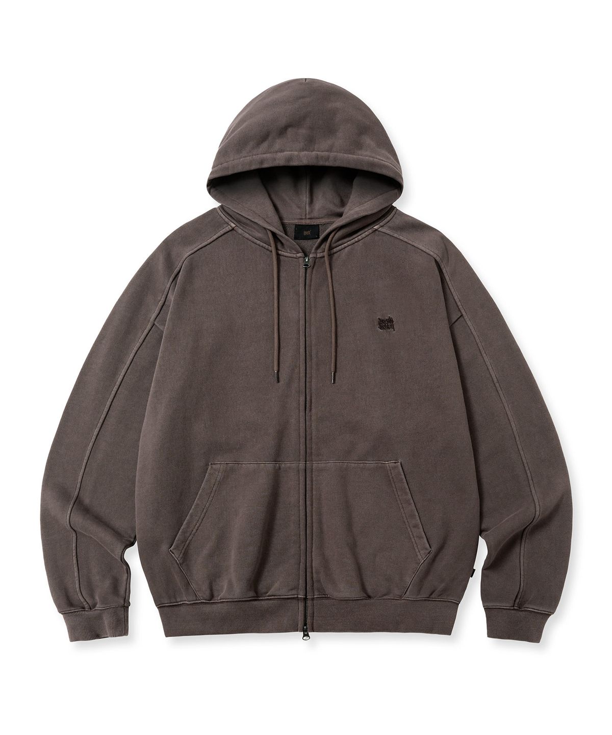 브라운브레스(BROWNBREATH) PIGMENT TAG HOOD ZIP UP - BROWN