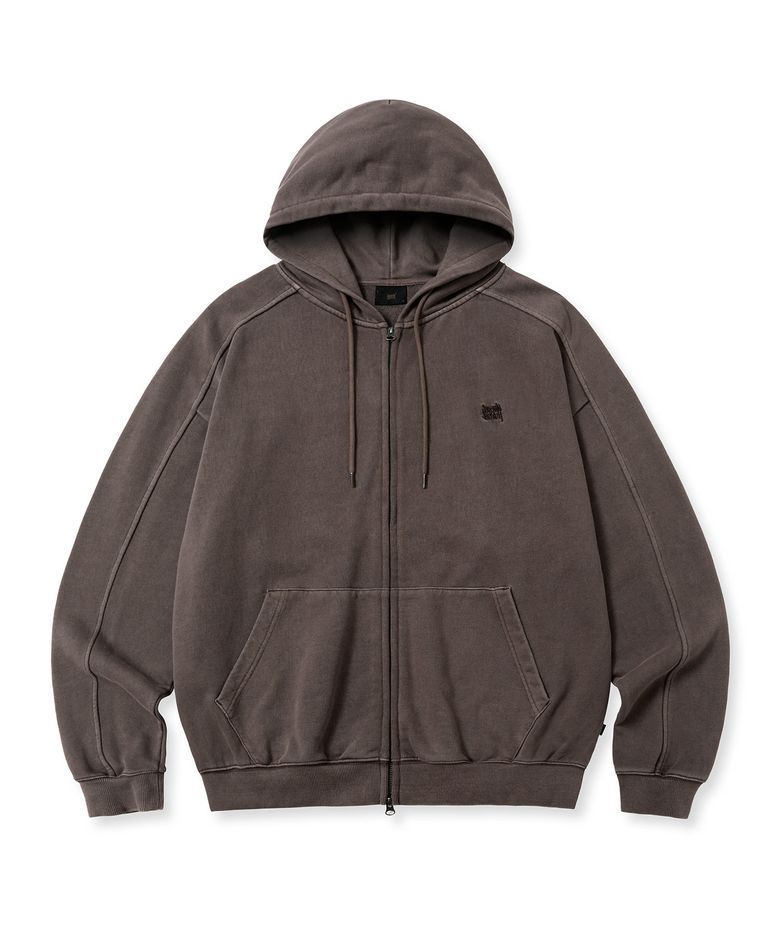 PIGMENT TAG HOOD ZIP UP - BROWN