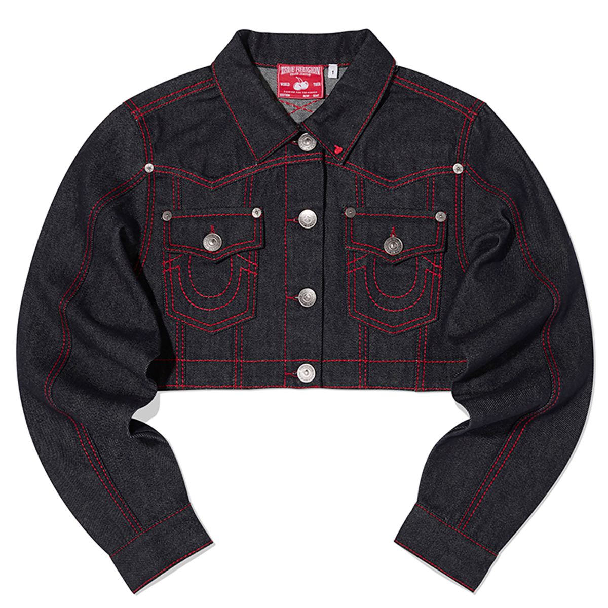 트루릴리젼(TRUERELIGION) TRUERELIGION X KIRSH STITCH POINT DENIM CROP JACKET RED