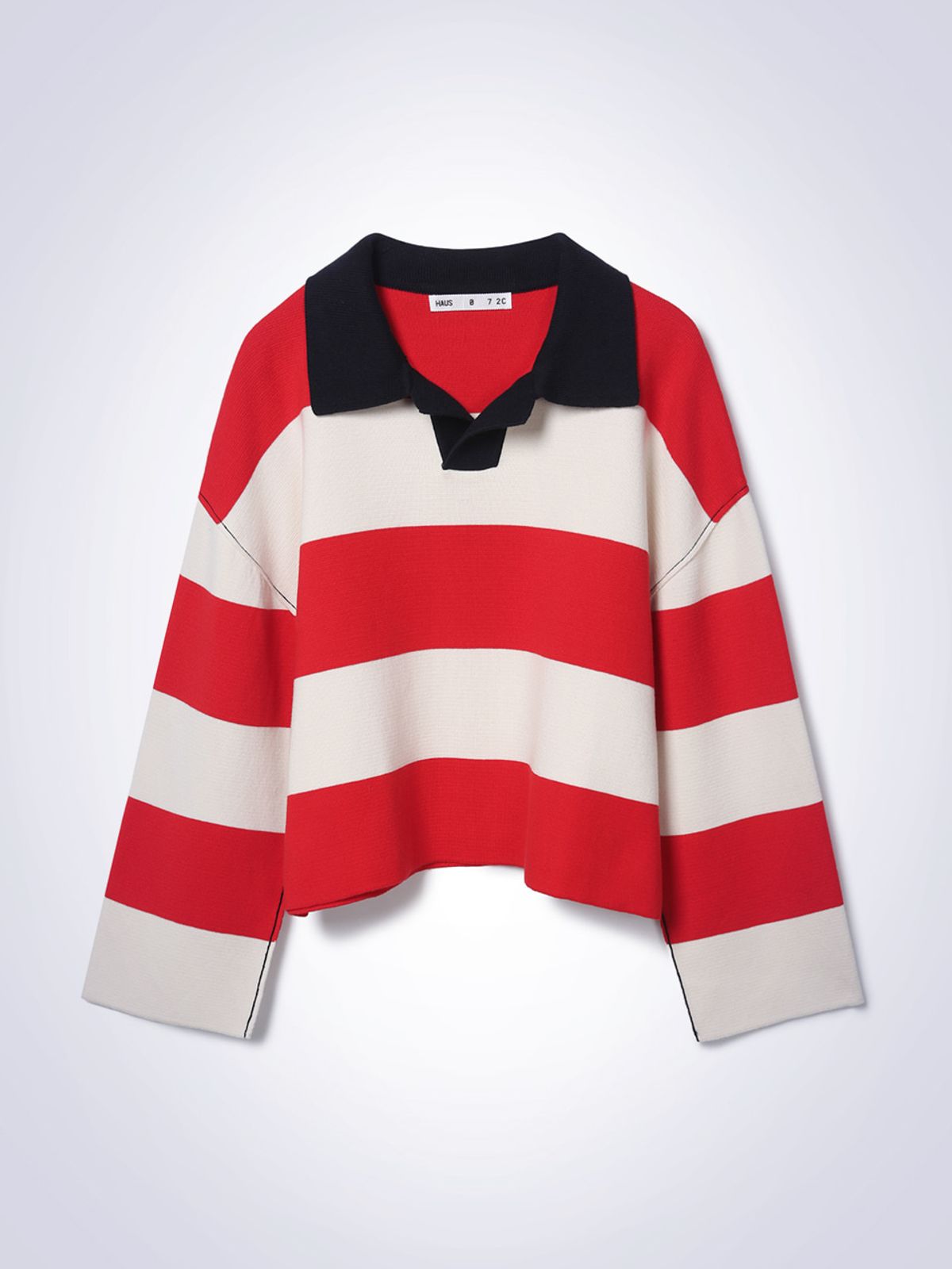 하우스공칠이씨(HAUS072C) STRIPED CROP SWEATER RED