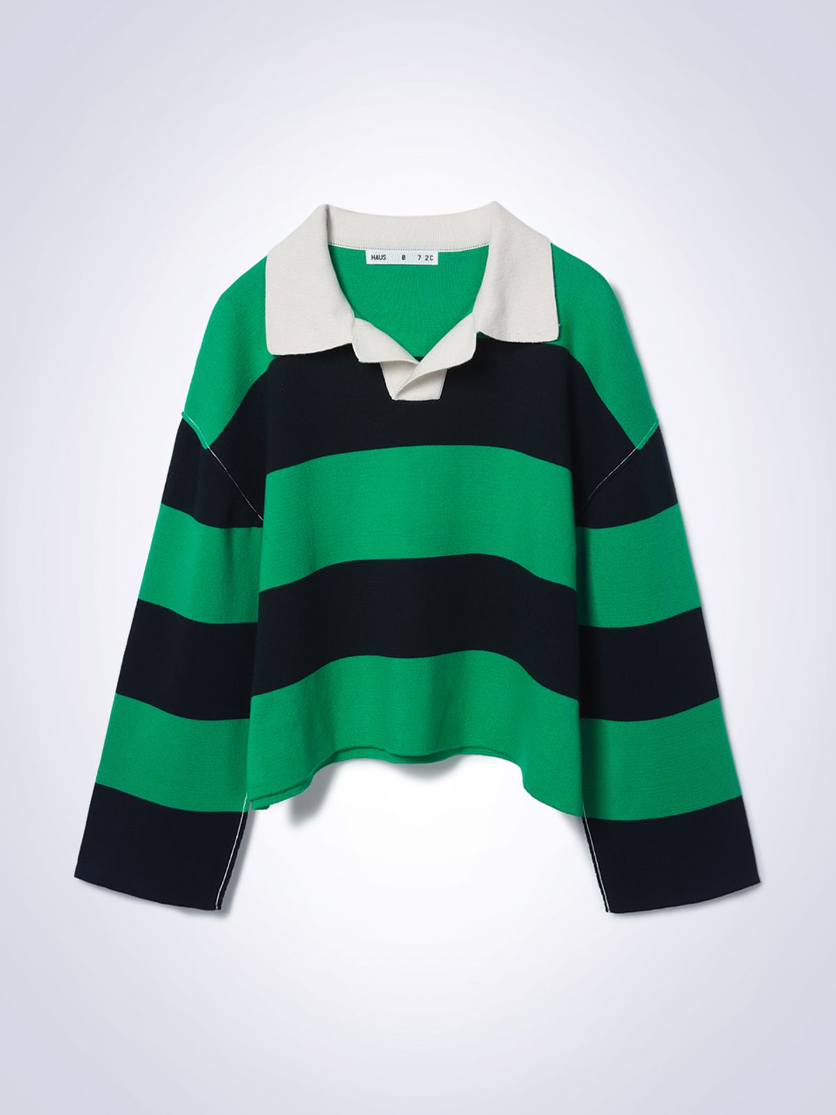 하우스공칠이씨(HAUS072C) STRIPED CROP SWEATER GREEN