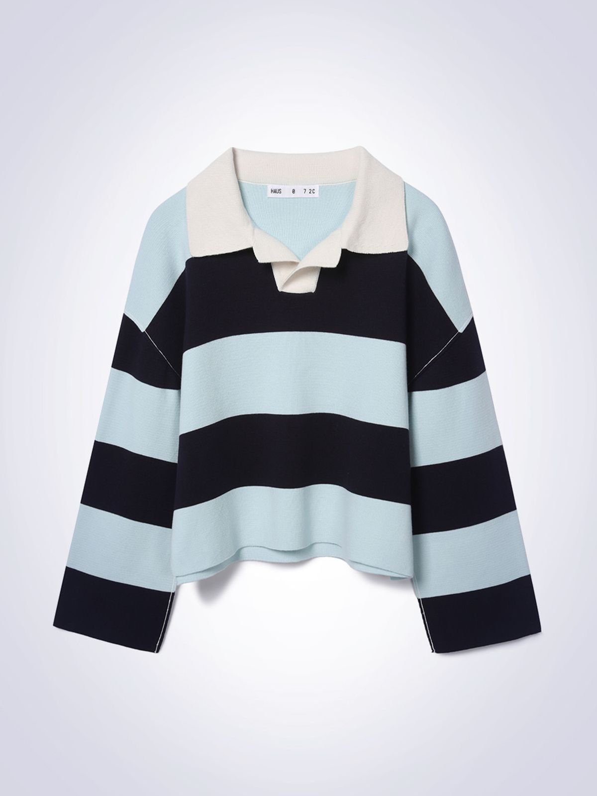 하우스공칠이씨(HAUS072C) STRIPED CROP SWEATER SKY