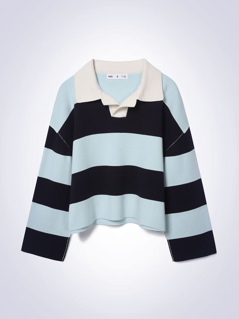STRIPED CROP SWEATER SKY