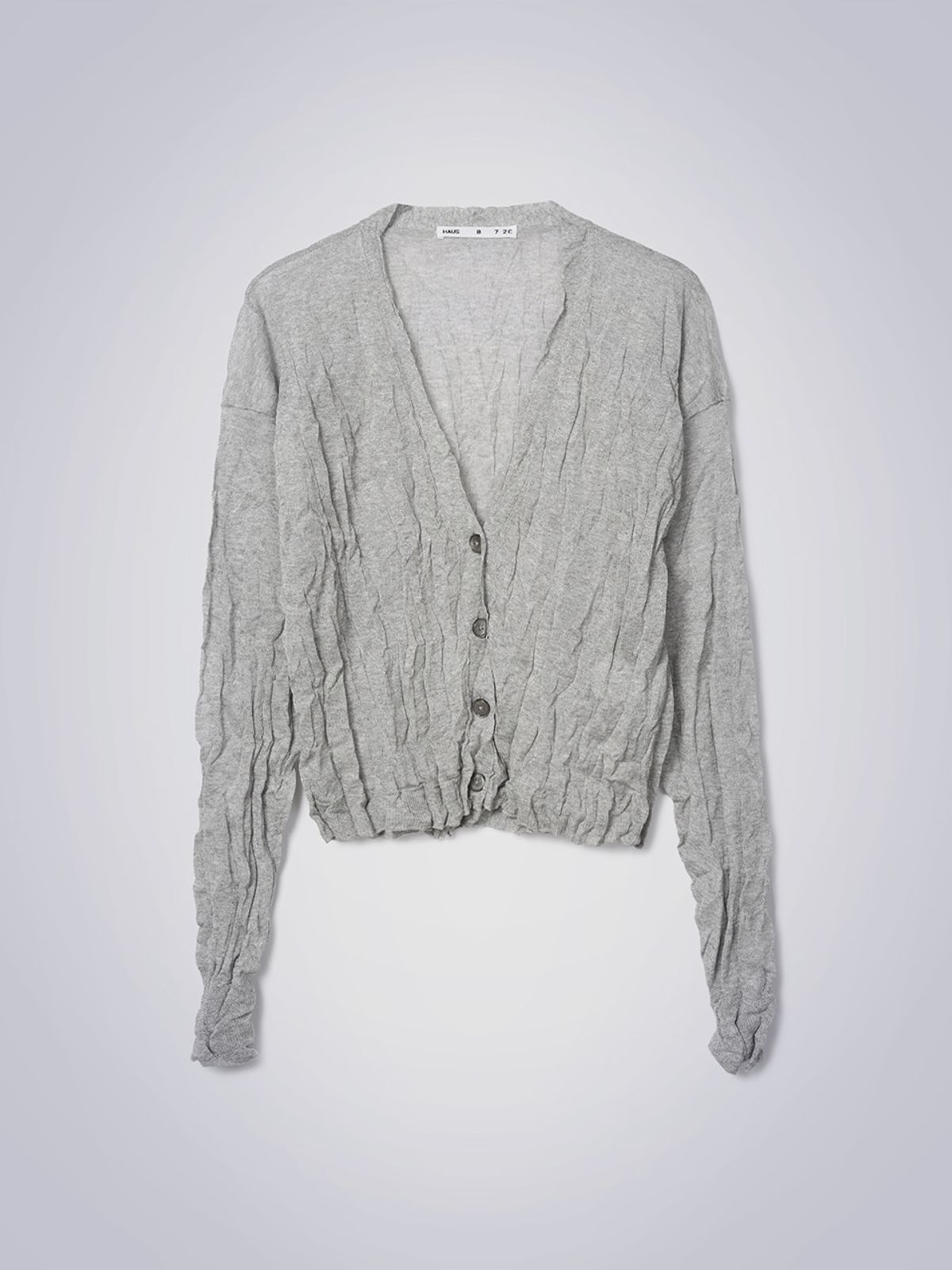 하우스공칠이씨(HAUS072C) CREASE PEARL CARDIGAN LIGHT GREY
