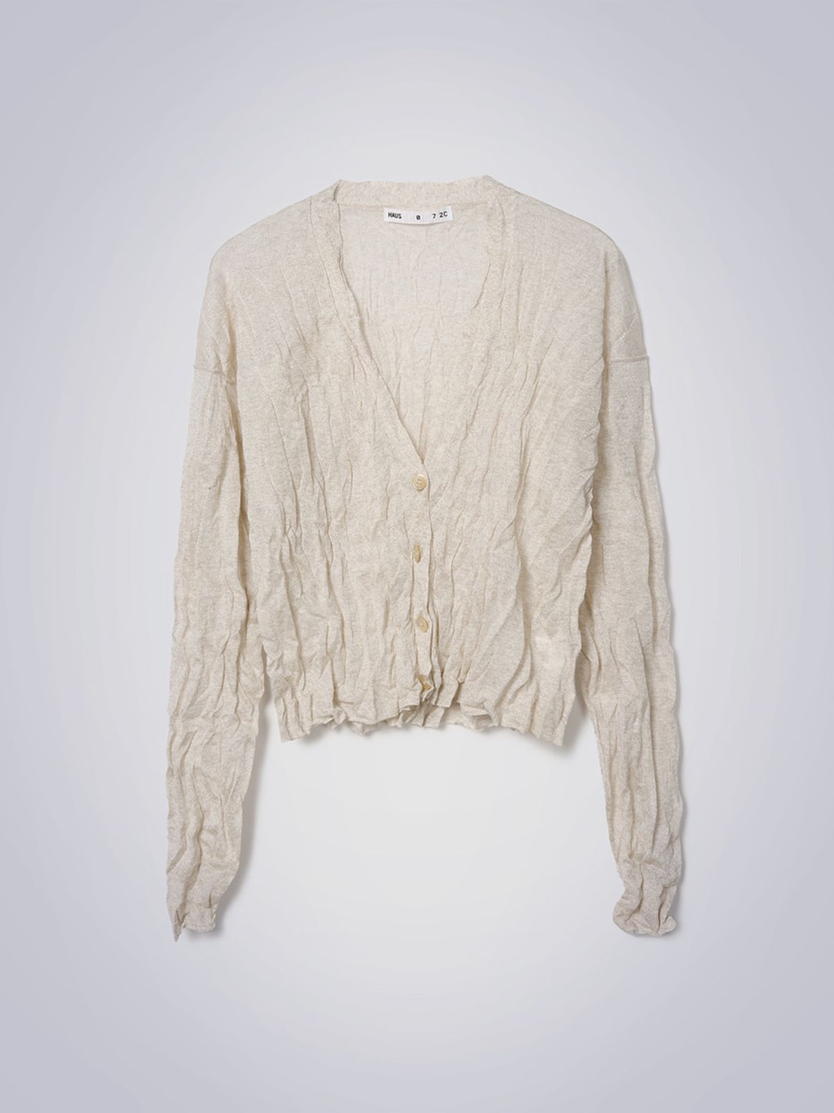 하우스공칠이씨(HAUS072C) CREASE PEARL CARDIGAN LIGHT BEIGE