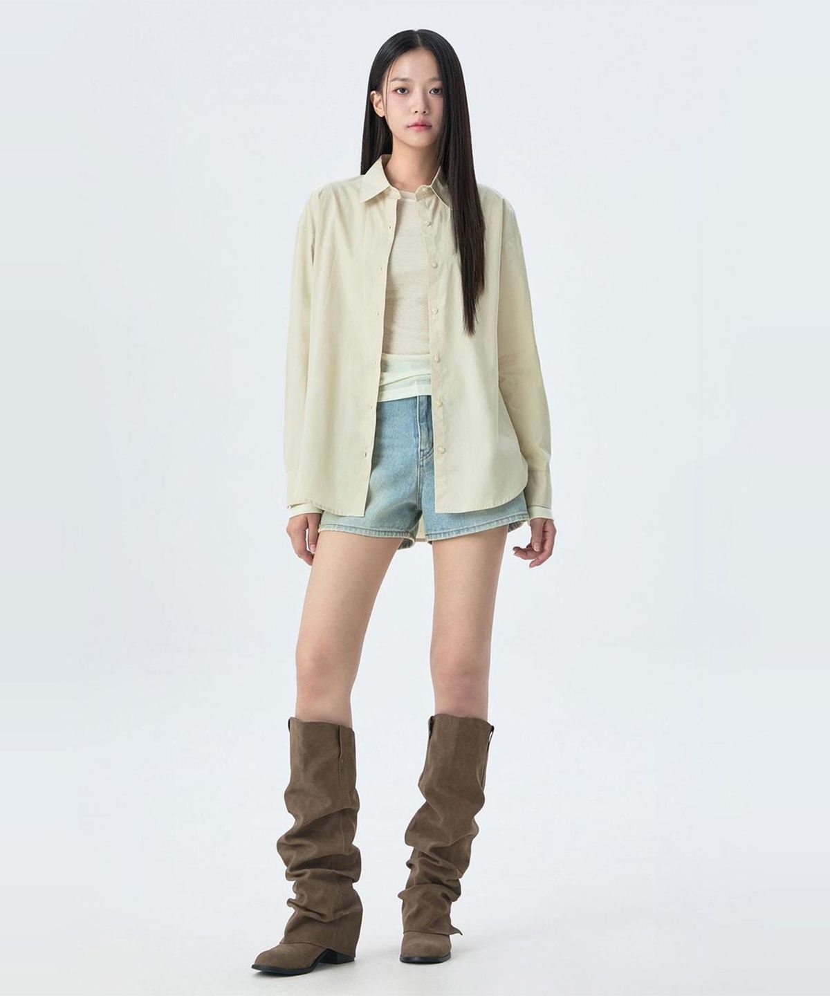 미쏘(MIXXO) [에센셜] 세미 오버핏 셔츠_MIWYWG910A
