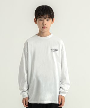 스몰 레터링 롱 슬리브 티셔츠 White