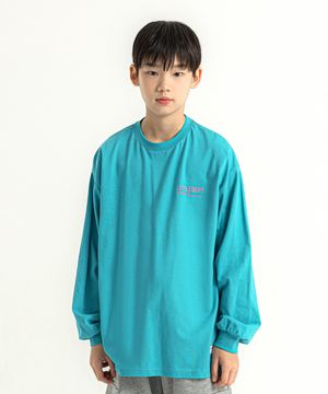 스몰 레터링 롱 슬리브 티셔츠 Blue