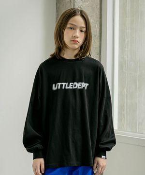 블러 레터링 롱 슬리브 티셔츠 Black