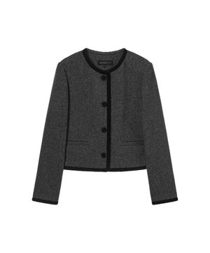 라운드넥 테이프 배색 트위드 울자켓 OW5XJ8880