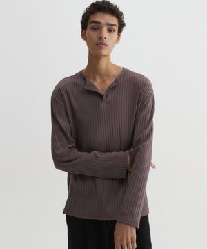 리브드 헨리넥 롱슬리브 모카