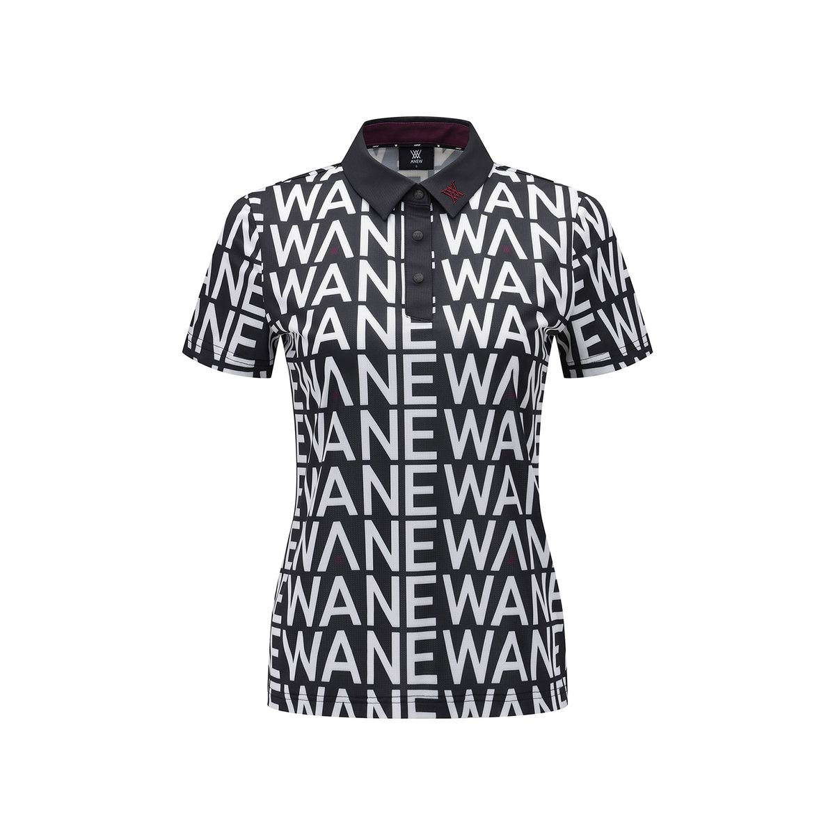 어뉴골프(ANEW GOLF) WOMEN SM LOGO PATTERN SHORT T-SHIRT_BK