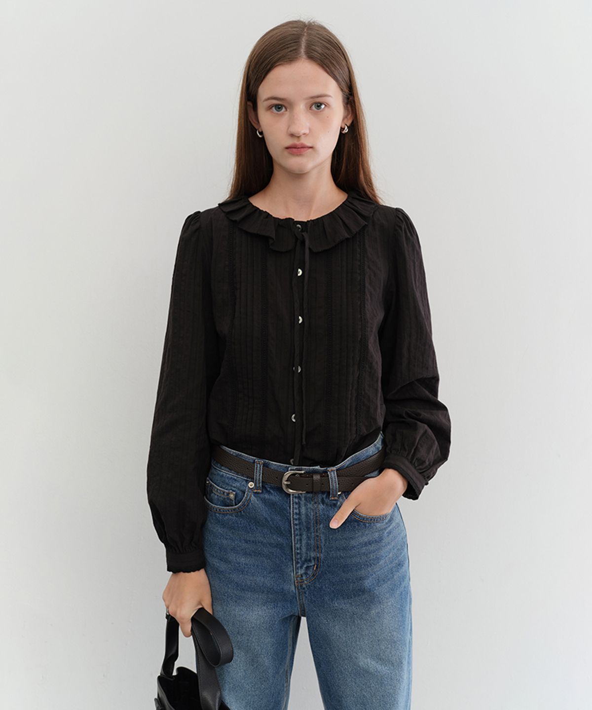 던스트(DUNST) VINTAGE RUFFLE BLOUSE_UDBL5C201_BLACK