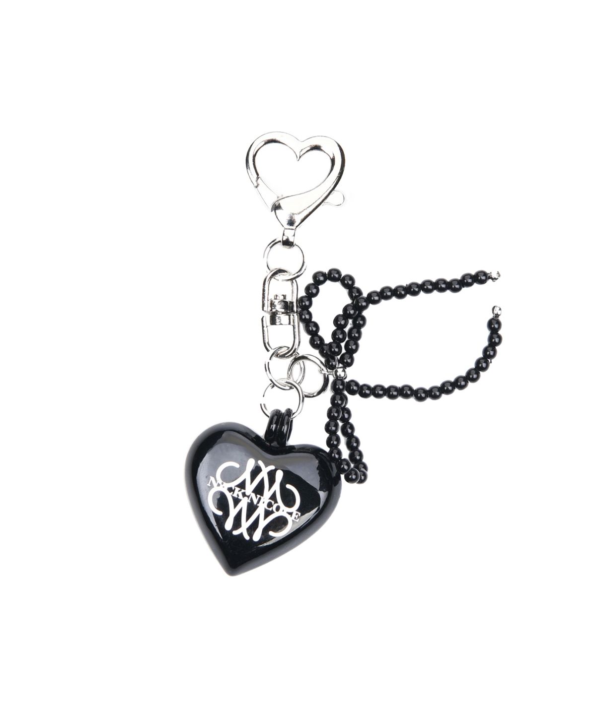 닉앤니콜(NICK&NICOLE) SIGNATURE LOGO PEARL RIBBON KEYRING_BLACK