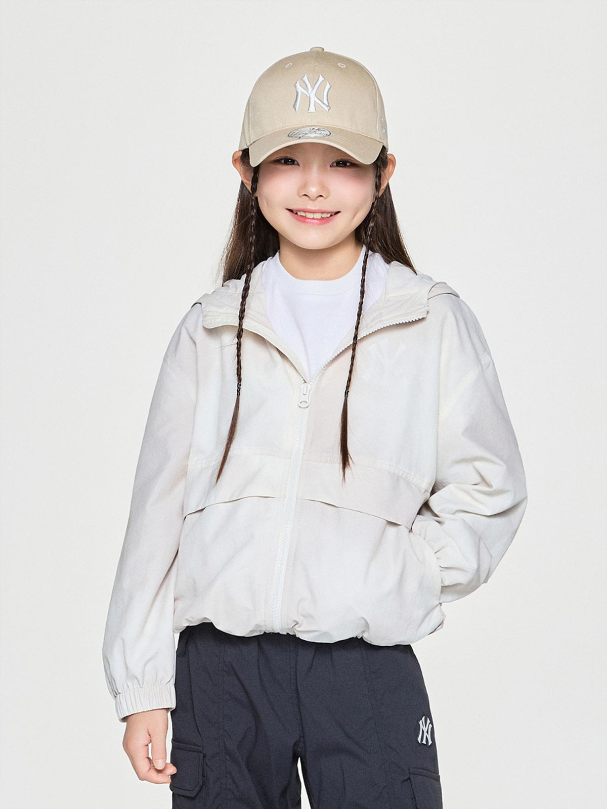 엠엘비 키즈(MLB KIDS) 스트릿 워시드 바람막이 NY (Cream)