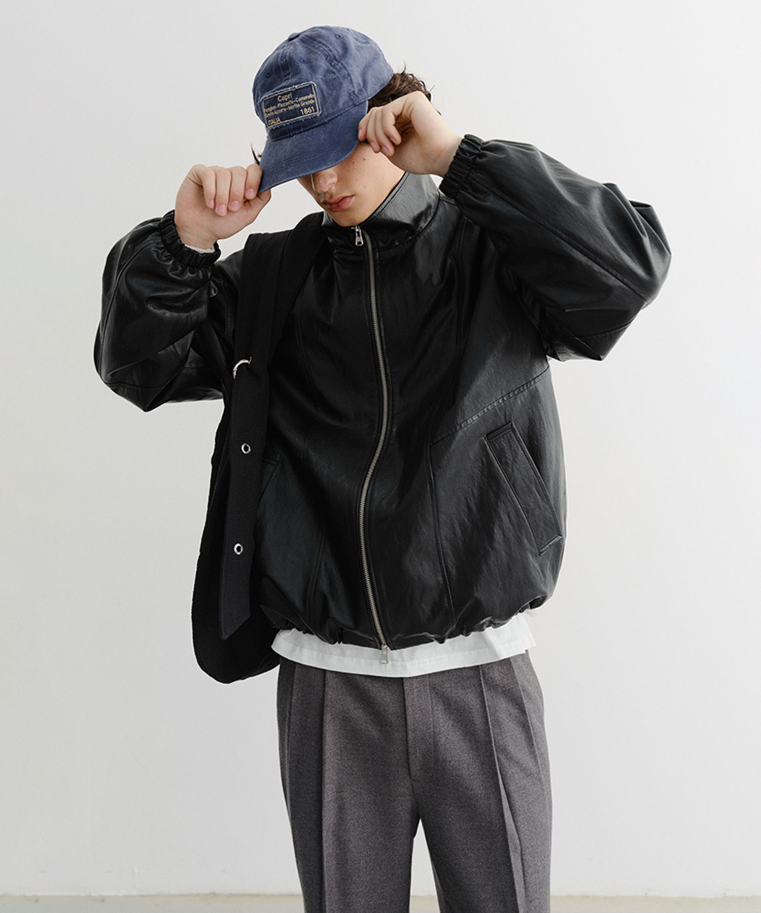 MUSINSA公式 | DUNST ALTER-LEATHER WIND BREAKER_UNISEX_UDJU5C105_BLACK