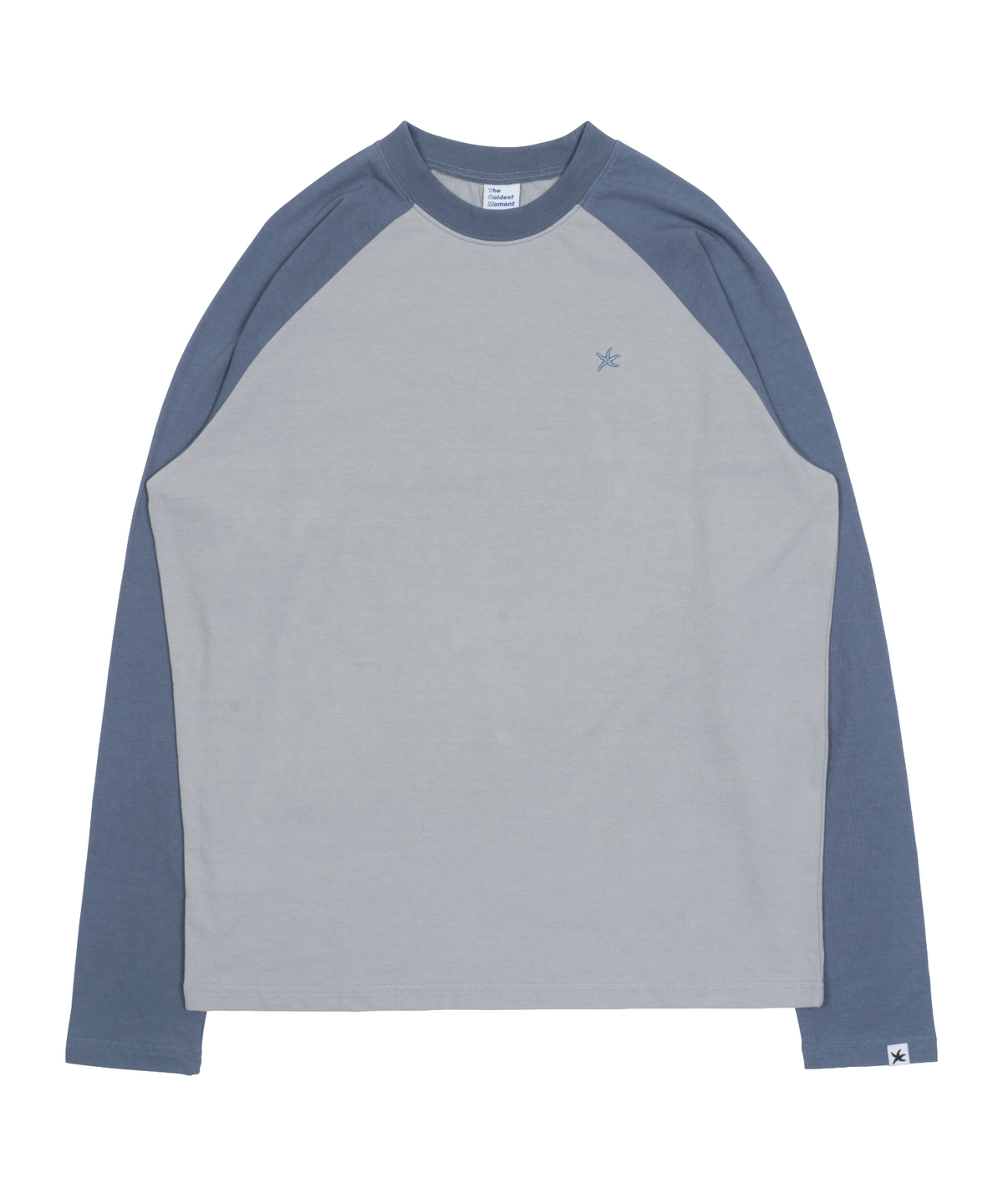 더콜디스트모먼트(THE COLDEST MOMENT) TCM mini logo raglan long sleeve (grey/blue)