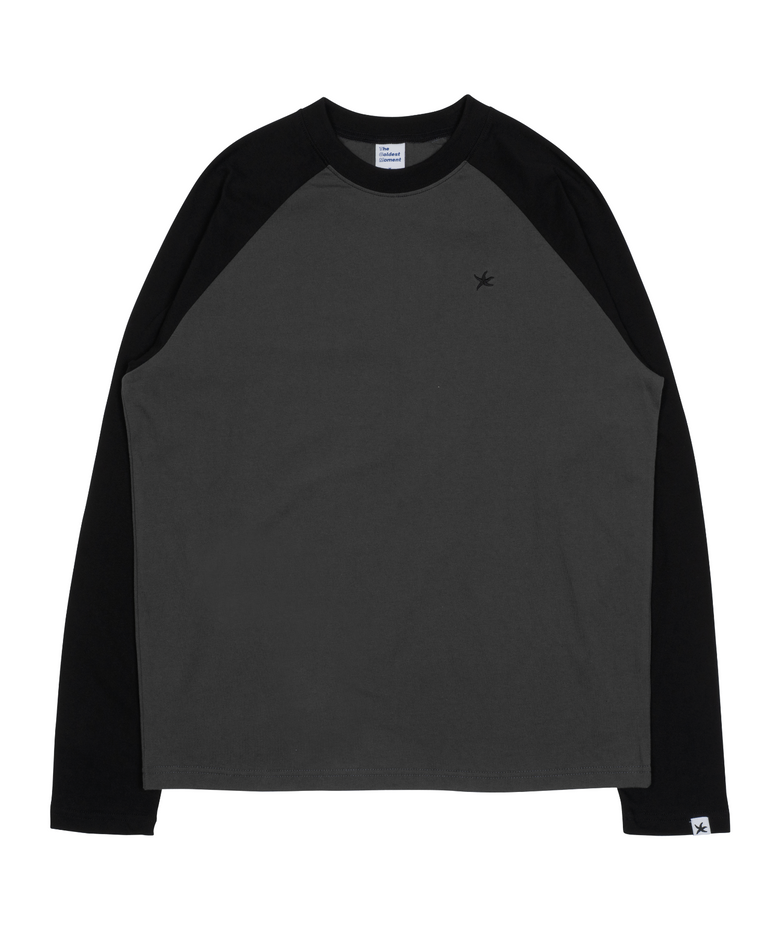 TCM mini logo raglan long sleeve (charcoal/black)