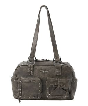 스터드 워싱 레더 숄더백 [BROWN]