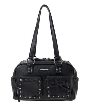 스터드 워싱 레더 숄더백 [BLACK]