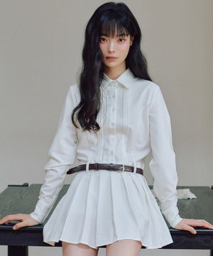 베일리 링클 프리 셔츠 원피스 [WHITE]