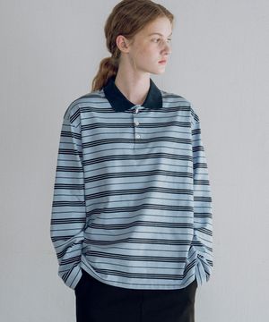 A3545 파우더 블루 스트라이프 티셔츠