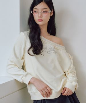 하나 원 오프숄더 스웻셔츠 [IVORY]