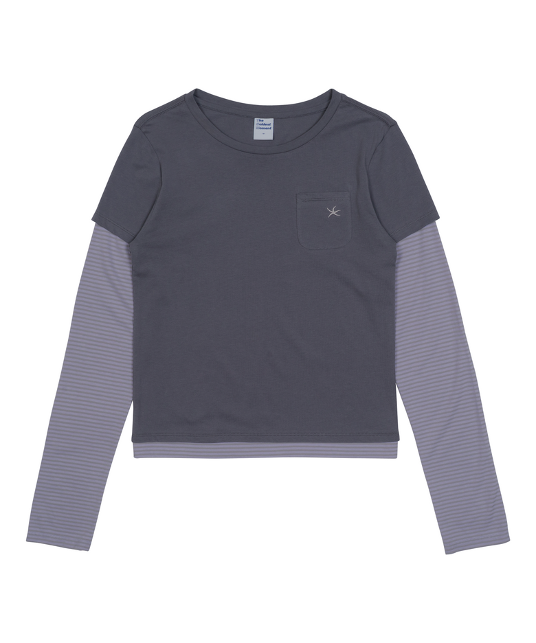 TCM stripe layered long sleeve (charcoal)