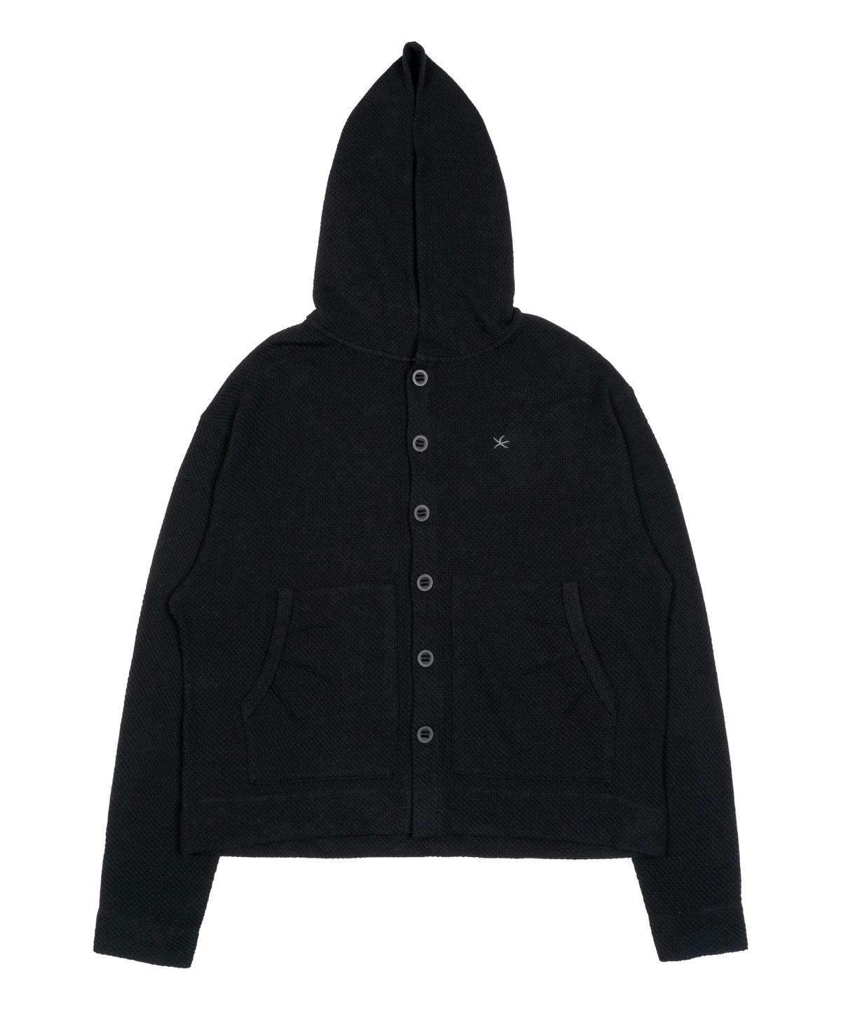 더콜디스트모먼트(THE COLDEST MOMENT) TCM waffle hooded crop jacket (black)