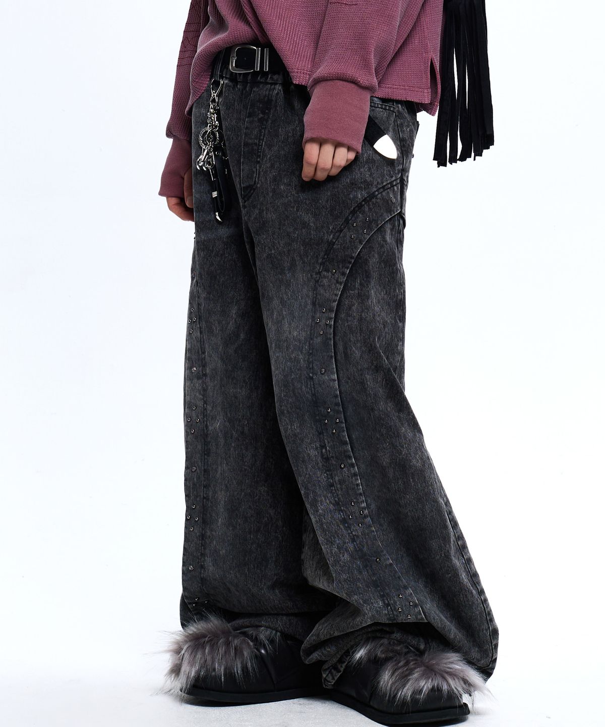 알에스에스씨(RSSC) RIVET BALLOON DENIM PANTS - BLACK