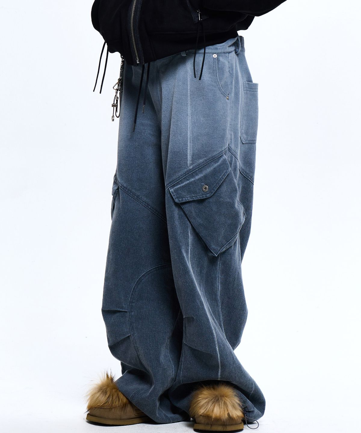 알에스에스씨(RSSC) LAYERD WASHING CARGO DENIM PANTS - NAVY