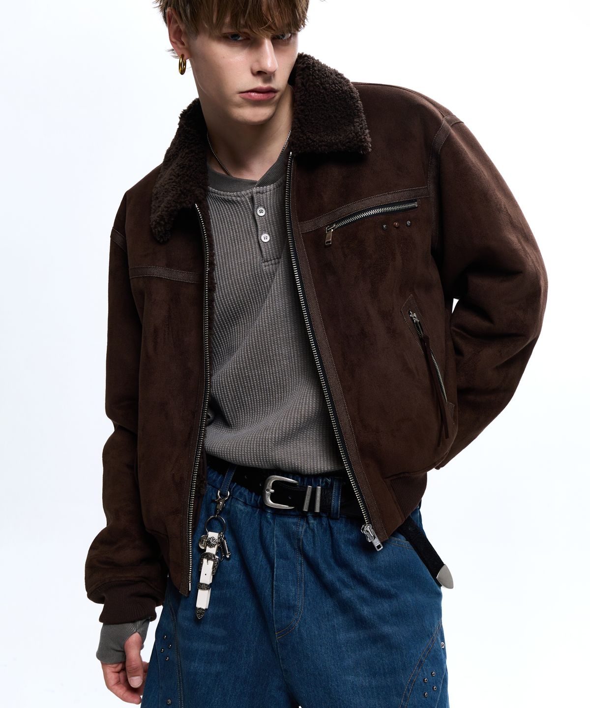 알에스에스씨(RSSC) DENIM MIXED MUSTANG JACKET - BROWN