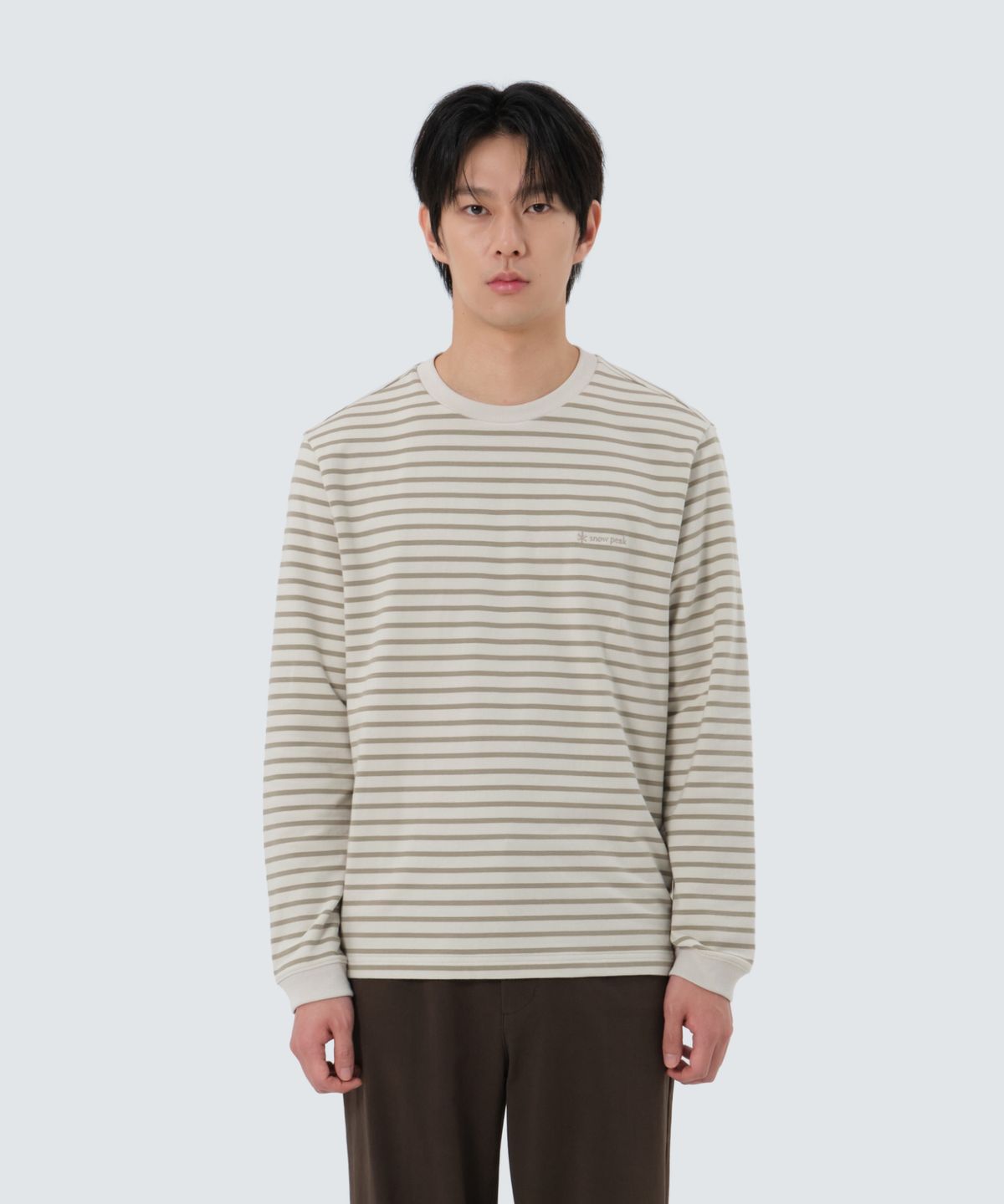 스노우피크 어패럴(SNOWPEAK APPAREL) 스트라이프 긴팔 티셔츠 (S25FMFTL12) Olive