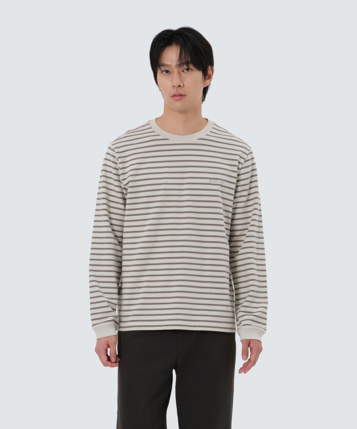 스노우피크 어패럴(SNOWPEAK APPAREL) 스트라이프 긴팔 티셔츠 (S25FMFTL12) Dark Khaki