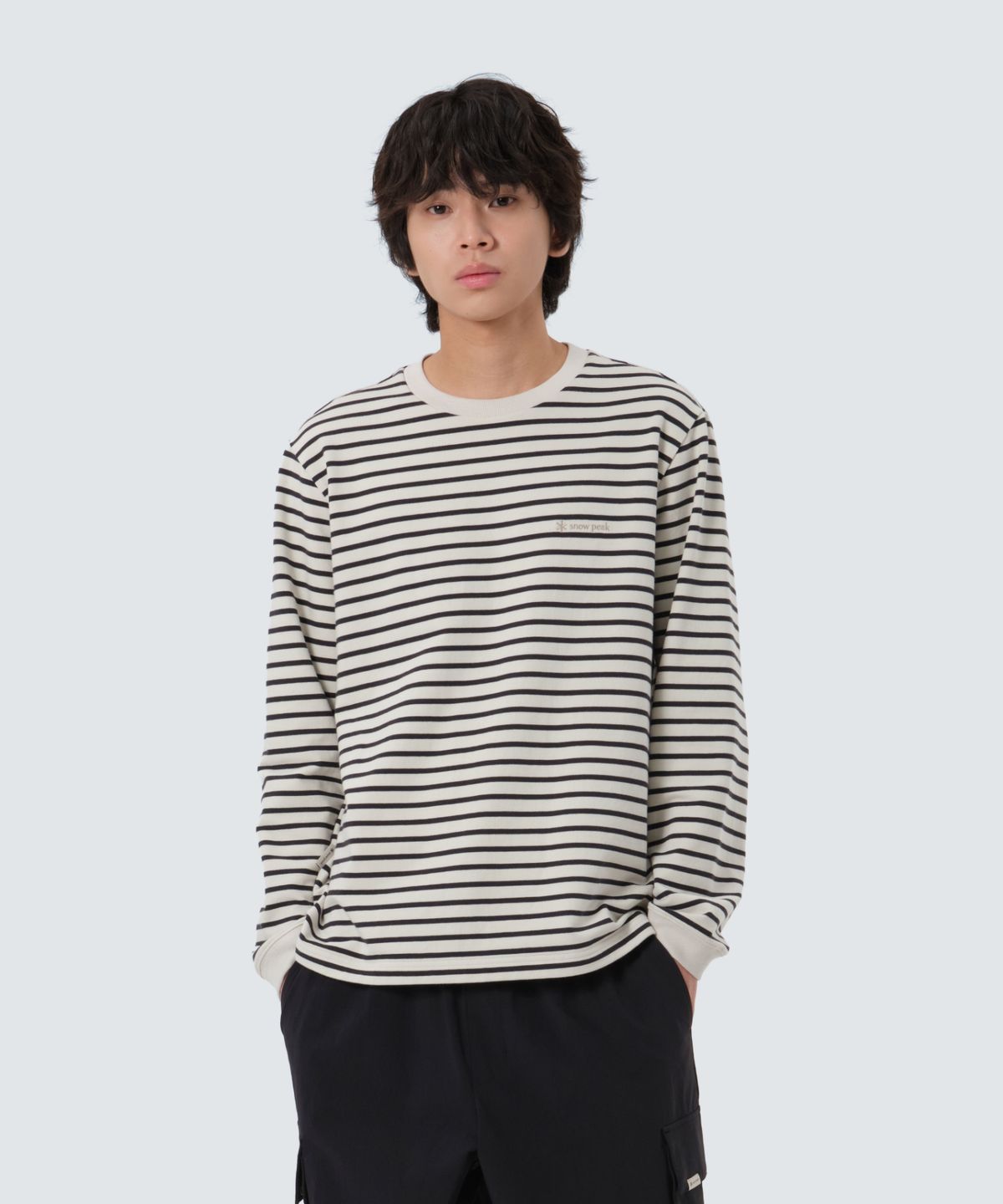 스노우피크 어패럴(SNOWPEAK APPAREL) 스트라이프 긴팔 티셔츠 (S25FMFTL12) Dark Charcoal
