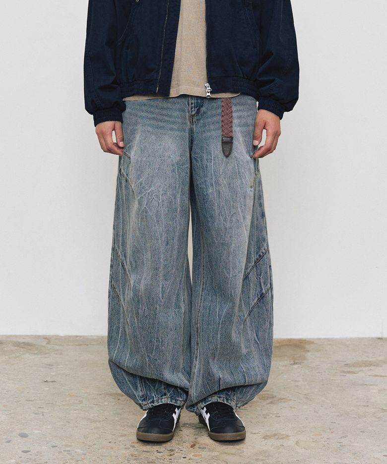 [크링클워싱]Balloon Wide Jeans DCPT055CRBlue