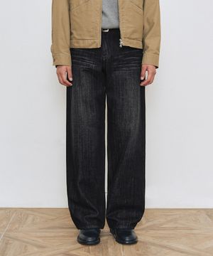 [KAIHARA JAPAN DENIM]Mid Rise Wide Jeans DCPT063Black