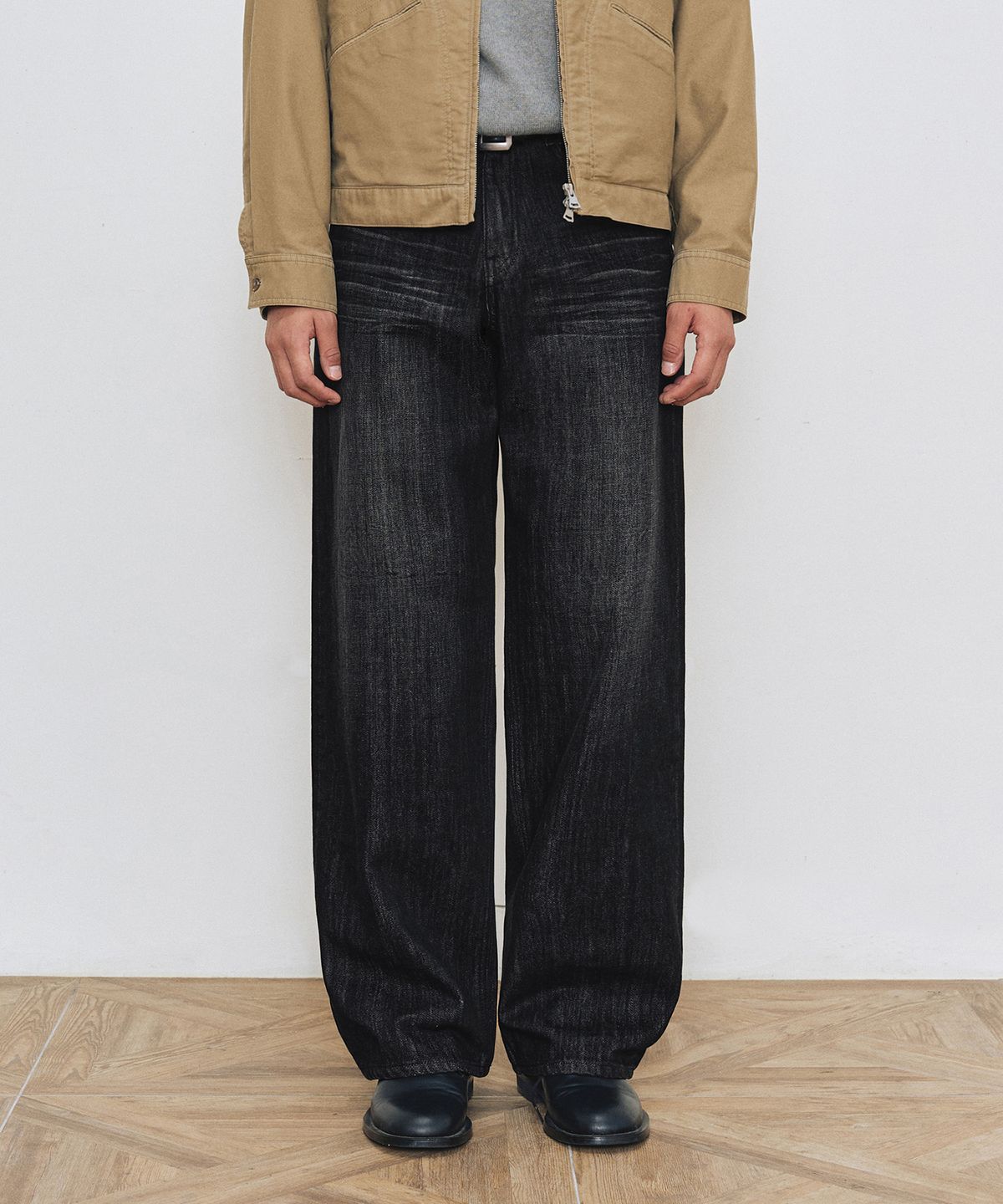 데케트(DECET) [KAIHARA JAPAN DENIM]Mid Rise Wide Jeans DCPT063Black