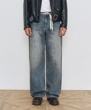 [KAIHARA JAPAN DENIM]Mid Rise Wide Jeans DCPT063Blue