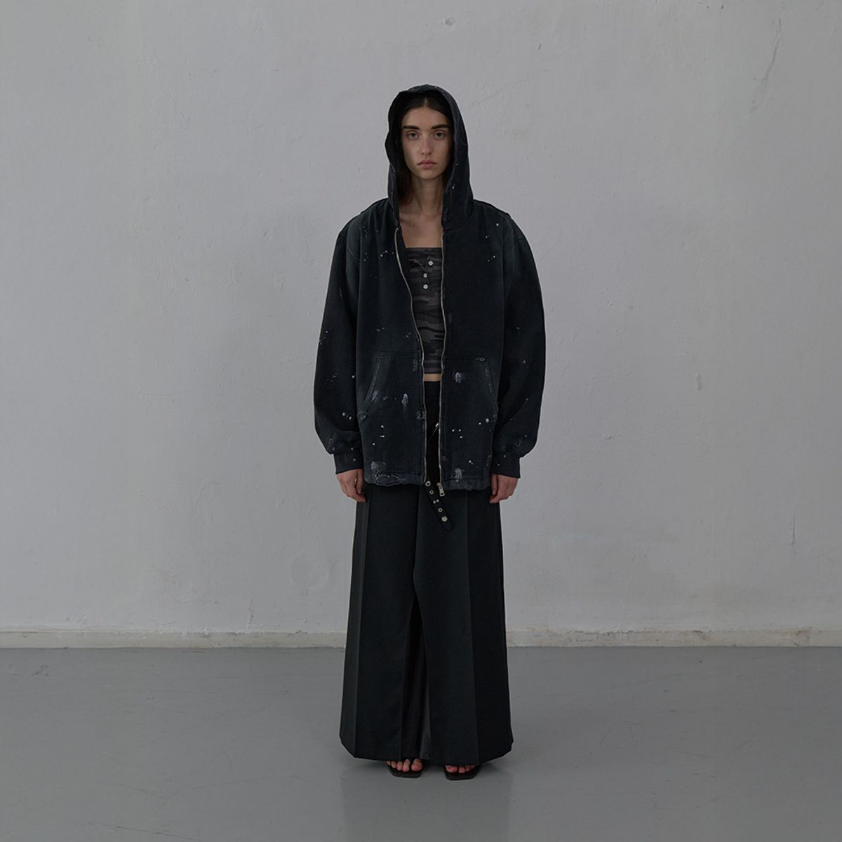 엘씨디씨티엠(LCDC™) PAINT-EFFECT DENIM JACKET (BLACK)