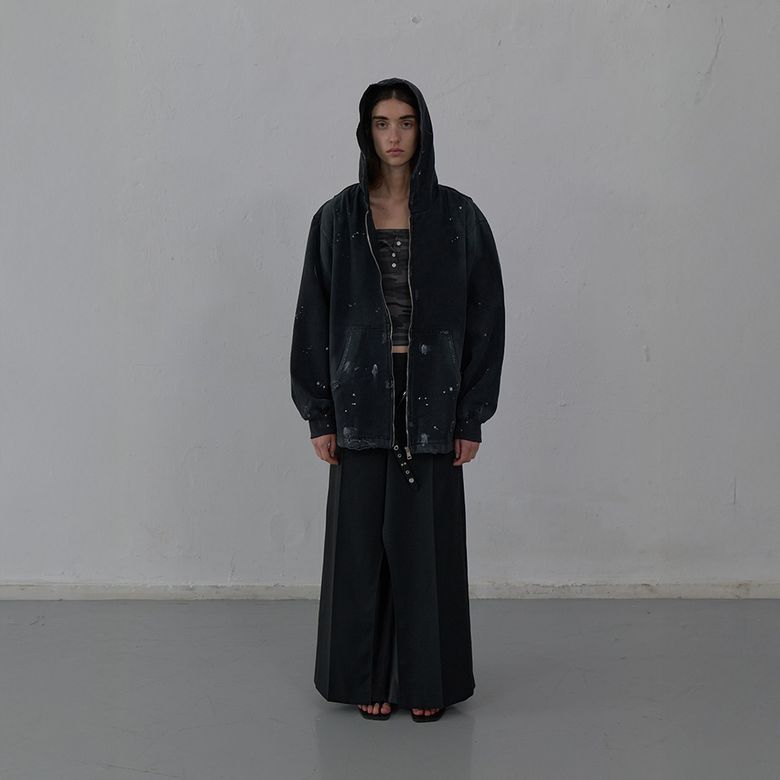 PAINT-EFFECT DENIM JACKET (BLACK)
